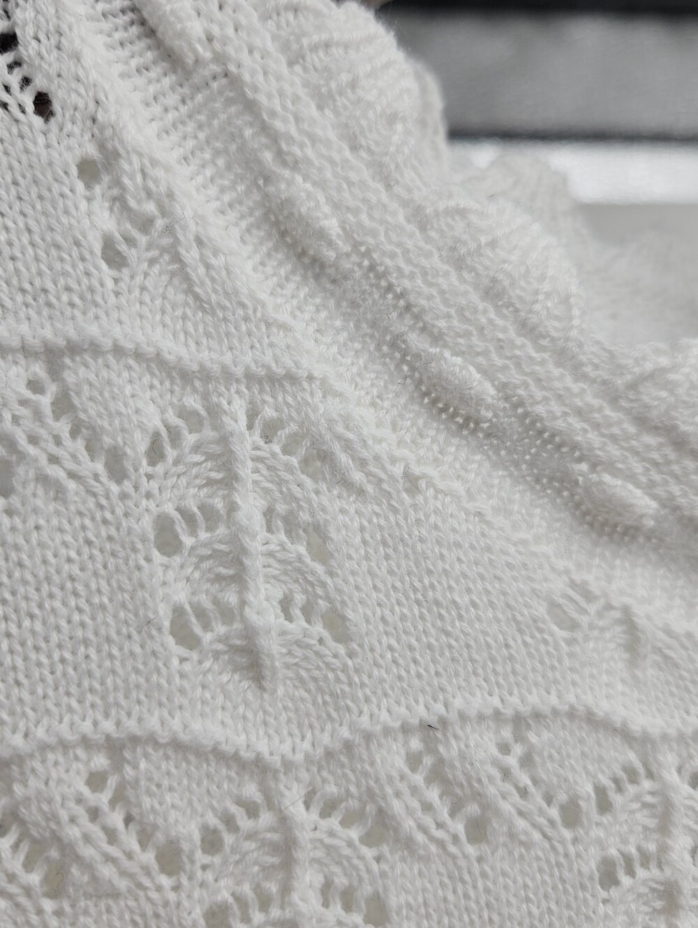 Zesica White Open Knit Crochet Sweater Top Scalloped Cottagecore Romantic - Picture 6 of 12